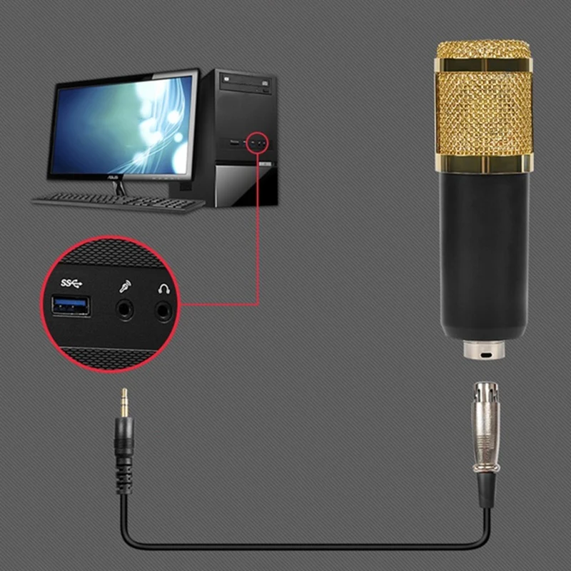 3.5Mm Condenser Microphone Kit, Cardioid Recording Studio for Computer Sound Card Live Recording K Song
3.5Mm Condenser Microphone Kit, Cardioid Recording Studio for Computer Sound Card Live Recording K Song