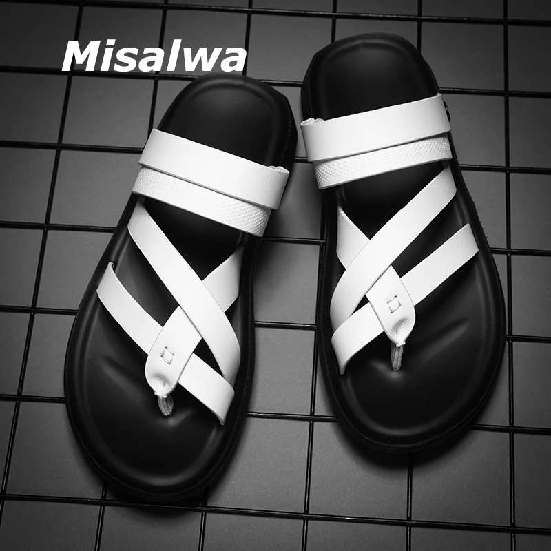 Misalwa Clip Toe Men slippers PU Leather White Black Men Sandals for Beach Holiday Daily Leisure Roam Summer Flat Shoes Indoor
Misalwa Clip Toe Men slippers PU Leather White Black Men Sandals for Beach Holiday Daily Leisure Roam Summer Flat Shoes Indoor