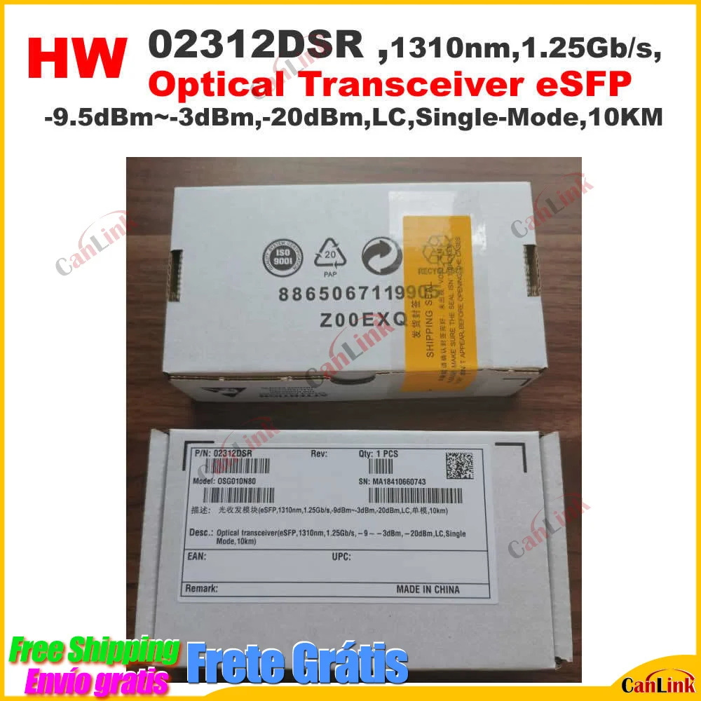 HW Quality 02312DSR Gigabit 1.25g Single-mode 10km LC Esfp Optical Module Osg010n80 -9.5dBm~-3dBm,-20dBm,LC
HW Quality 02312DSR Gigabit 1.25g Single-mode 10km LC Esfp Optical Module Osg010n80 -9.5dBm~-3dBm,-20dBm,LC