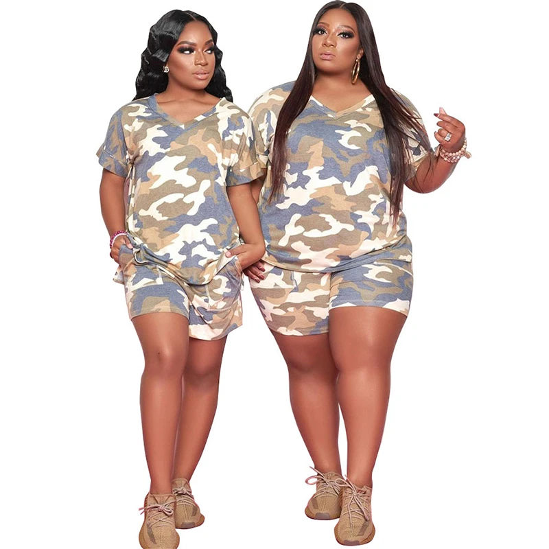 New Women Summer Blouse Womens Shorts and Top Set Camouflage Two Piece Outfits Plus Size
New Women Summer Blouse Womens Shorts and Top Set Camouflage Two Piece Outfits Plus Size