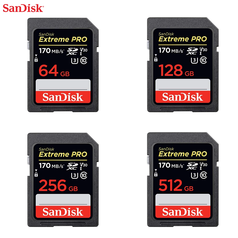 

SanDisk Extreme PRO SD card 128GB 64GB 32GB 16GB 256GB SDHC Memory Card UHS-I High Speed 633X Class 10 95MB/s V30 for camera