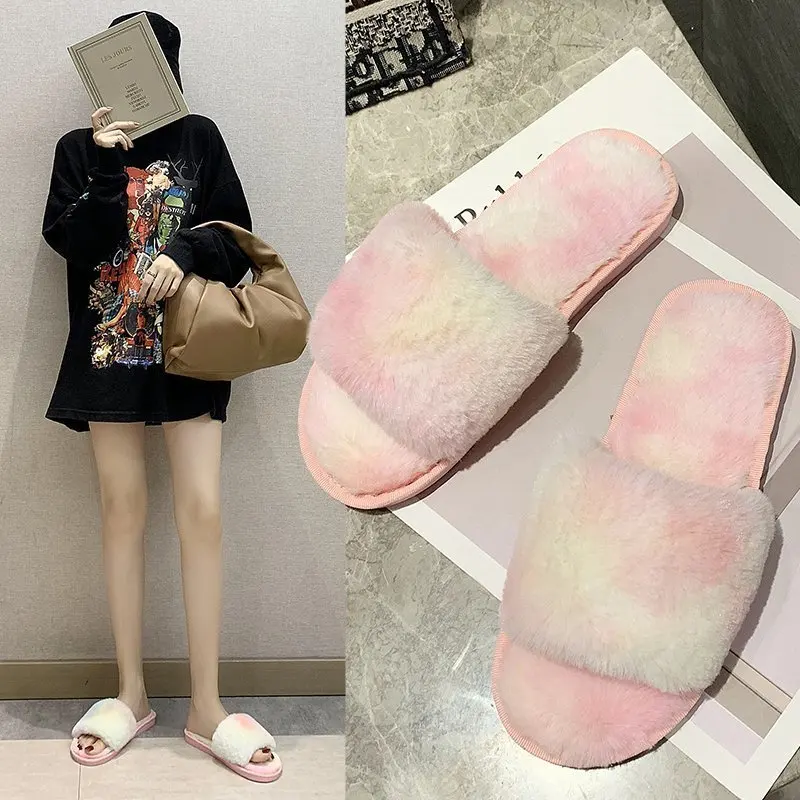 Colorful Faux Fur Slippers Warm Women Shoes Woman Slippers Slip on Autumn Winter Flip Flops Fur Slippers Female Slides Plus Size
Colorful Faux Fur Slippers Warm Women Shoes Woman Slippers Slip on Autumn Winter Flip Flops Fur Slippers Female Slides Plus Size