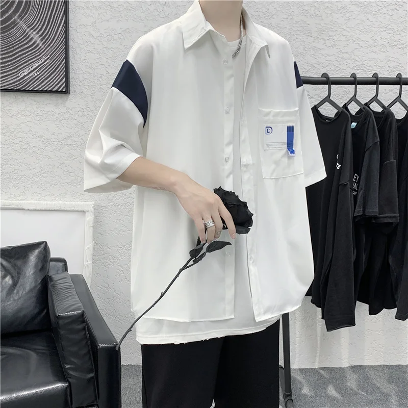 Color Contrast Men Shirts 2021 Fashions Streetwear Summer Half Sleeve Vintage Loose Tops Couple Clothing Casual Camisa Masculina
Color Contrast Men Shirts 2021 Fashions Streetwear Summer Half Sleeve Vintage Loose Tops Couple Clothing Casual Camisa Masculina