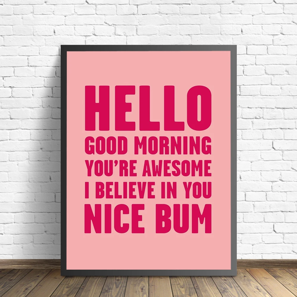 Bathroom Poster Hello You are Awesome Canvas Painting Nice Bum Art Print Pink Quotes Wall Picture For Living Room Home Decor
Bathroom Poster Hello You are Awesome Canvas Painting Nice Bum Art Print Pink Quotes Wall Picture For Living Room Home Decor