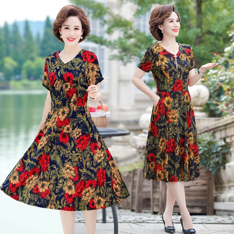 2021 Plus Size Mid-Aged Dress Women Spring Summer New Casual Female Print V-neck Pleated Vestido Lady Vintage Loose Dresses
2021 Plus Size Mid-Aged Dress Women Spring Summer New Casual Female Print V-neck Pleated Vestido Lady Vintage Loose Dresses