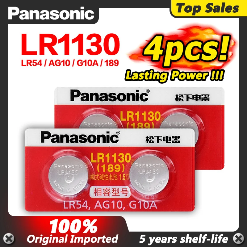 Батарейка Panasonic 1 5 в AG10 LR1130 Щелочная батарейка 389 LR54 SR54 SR1130W 189 батарейки кнопочные 4