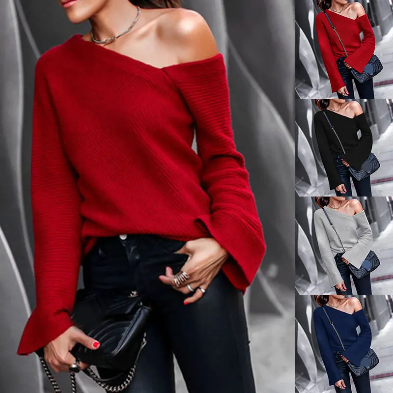 Spring Autumn Women Sweater Jumper Loose Tops Knitted Sexy Pullovers Cold Shoulder Fashion Sweater For Lady High Quality
Spring Autumn Women Sweater Jumper Loose Tops Knitted Sexy Pullovers Cold Shoulder Fashion Sweater For Lady High Quality