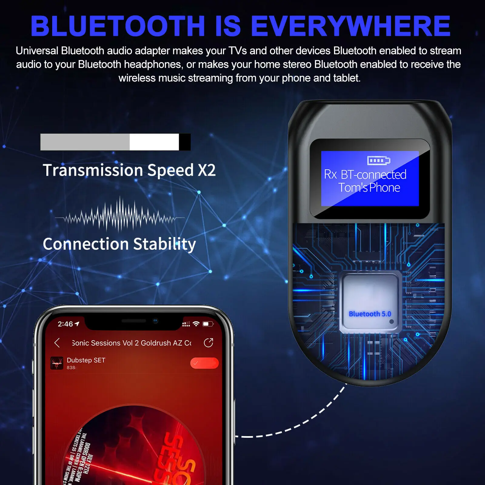 Bluetooth Transmitter and Receiver,3-in-1 Wireless Bluetooth 5.0 Adapter with Display Screen,Low Latency Audio Adapter for pc TV
Bluetooth Transmitter and Receiver,3-in-1 Wireless Bluetooth 5.0 Adapter with Display Screen,Low Latency Audio Adapter for pc TV