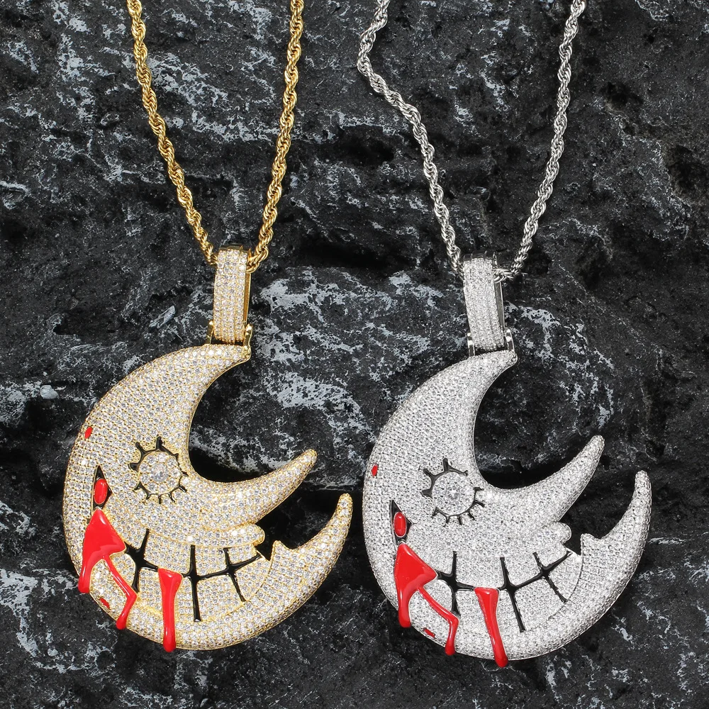 Men Women Hip Hop Iced Out Bling Moon Pendant Necklace with 3mm Rope Chain Hip Hop Rock Necklaces Fashion Charm Jewelry
Men Women Hip Hop Iced Out Bling Moon Pendant Necklace with 3mm Rope Chain Hip Hop Rock Necklaces Fashion Charm Jewelry