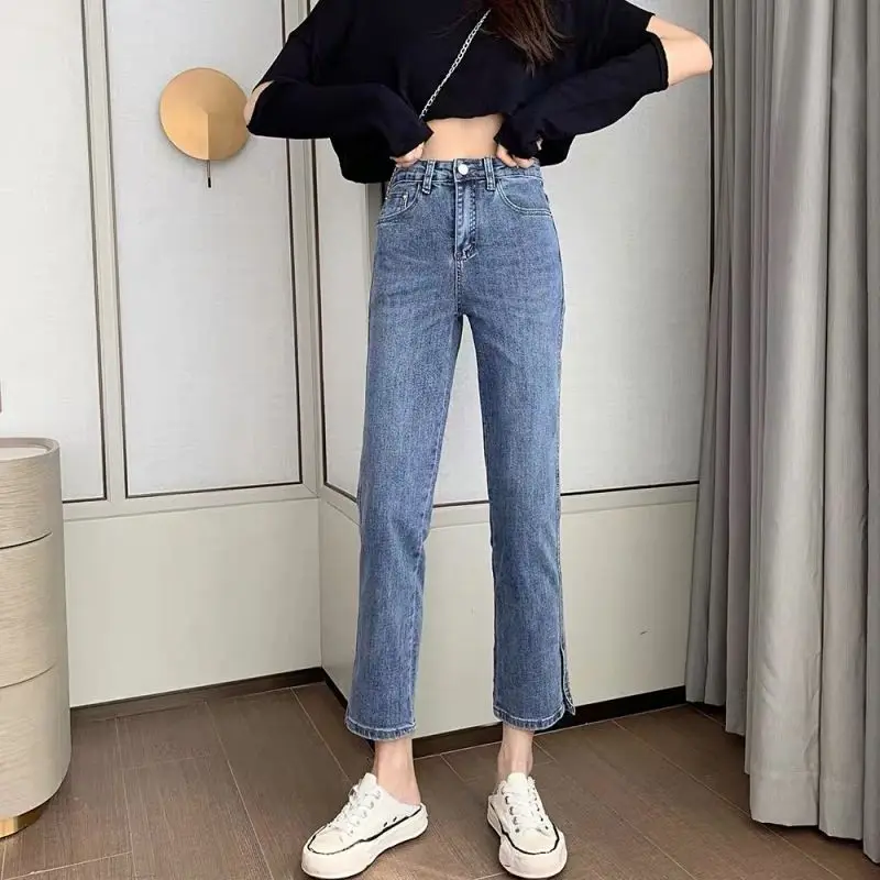 Jeans women's 2021 new spring and summer high waist slim stretch nine point straight split 150 small eight point pants
Jeans women's 2021 new spring and summer high waist slim stretch nine point straight split 150 small eight point pants