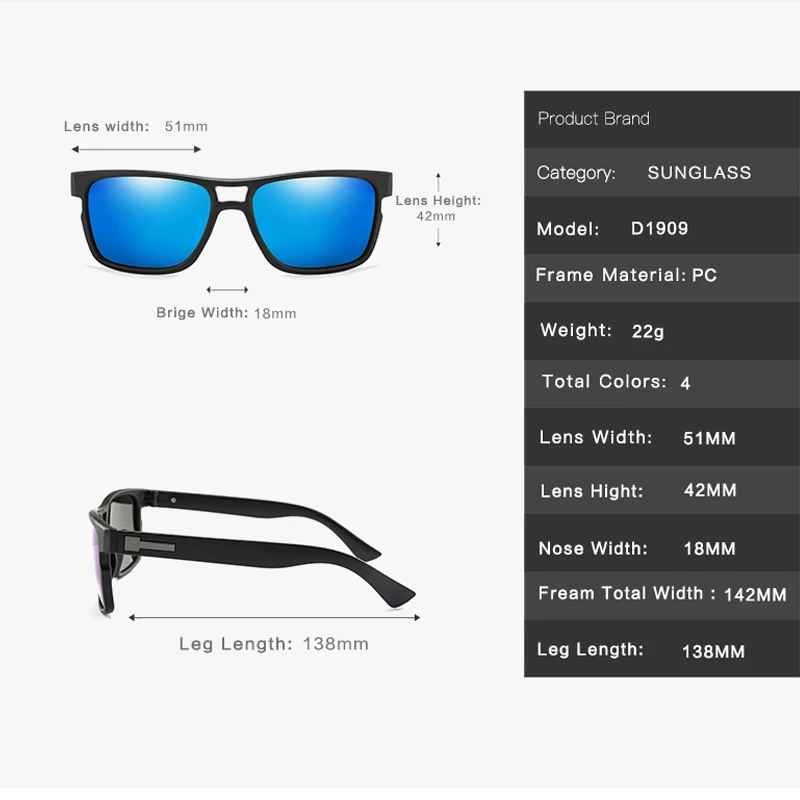 Fashion Classic Square Polarized Sunglasses Men Women Sports Outdoor Beach Fishing Travel Blue Mirror Sun Glasses UV400 Goggles
Fashion Classic Square Polarized Sunglasses Men Women Sports Outdoor Beach Fishing Travel Blue Mirror Sun Glasses UV400 Goggles
