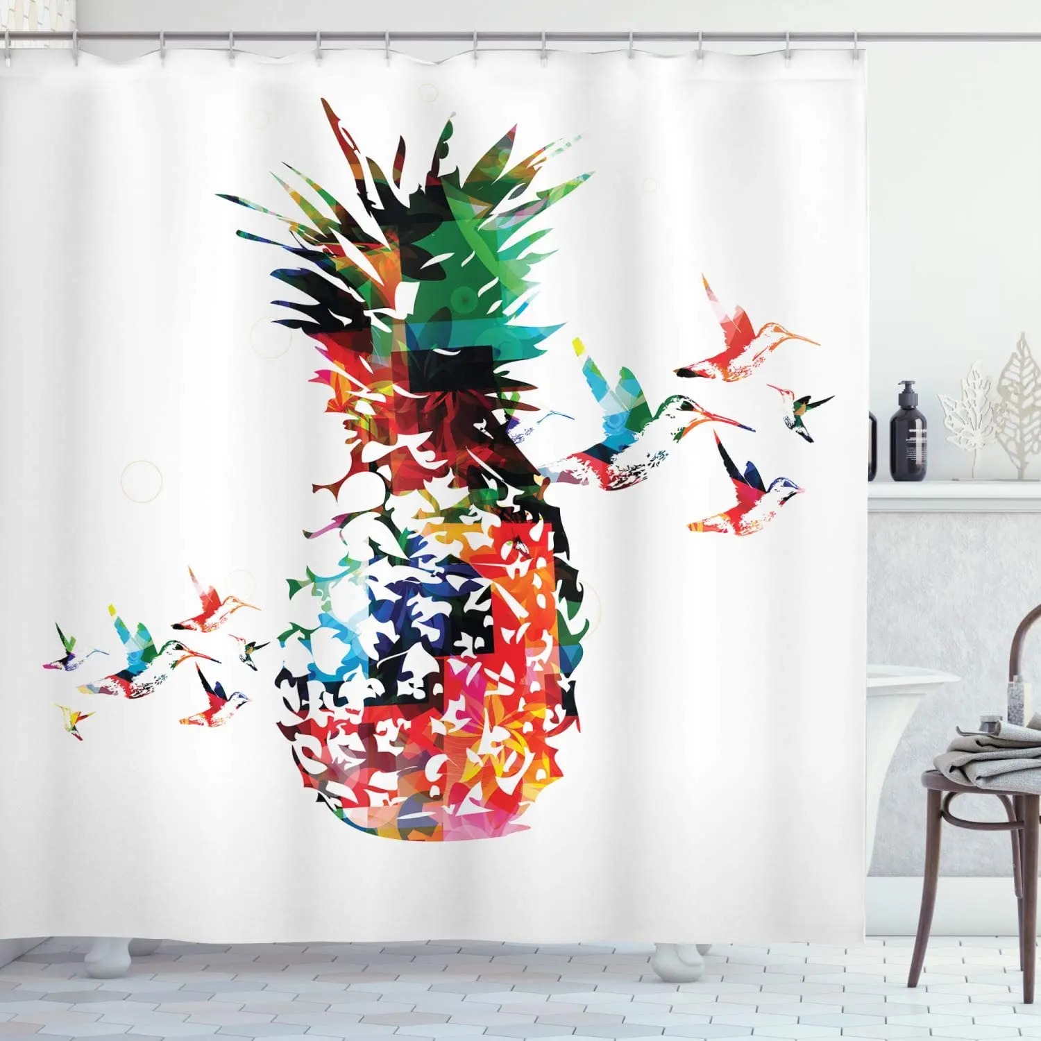 Red Green Pineapple Shower Curtain Geometric Pineapple Bursting into Scattering Birds Flight Modern Abstract Print
Red Green Pineapple Shower Curtain Geometric Pineapple Bursting into Scattering Birds Flight Modern Abstract Print