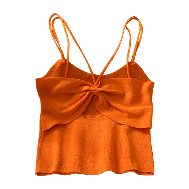 2021 Summer Women's Folded Bowknot Hollow Short Knitted Sling Top New Candy Color Solid Color Navel Slimming Corset Vest
2021 Summer Women's Folded Bowknot Hollow Short Knitted Sling Top New Candy Color Solid Color Navel Slimming Corset Vest