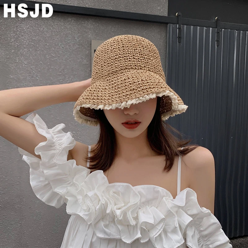 Summer Lace Straw Hats for Women Camel Handmade Weave Wide Brim Foldable Beach Hat Outdoor Sun Vacation Bonnet Female Summer Cap
Summer Lace Straw Hats for Women Camel Handmade Weave Wide Brim Foldable Beach Hat Outdoor Sun Vacation Bonnet Female Summer Cap