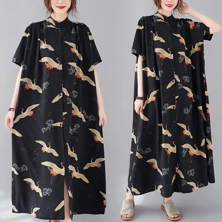 Female new summer plus size korean style stand collar long button cardigan slim loose shirt dress
Female new summer plus size korean style stand collar long button cardigan slim loose shirt dress