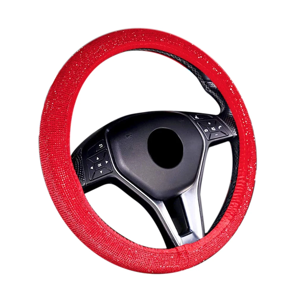 Diamond Leather Steering Wheel Cover with Bling Bling Crystal Rhinestones, Universal Fit 15 Inch Car Wheel Protector for Women G
Diamond Leather Steering Wheel Cover with Bling Bling Crystal Rhinestones, Universal Fit 15 Inch Car Wheel Protector for Women G