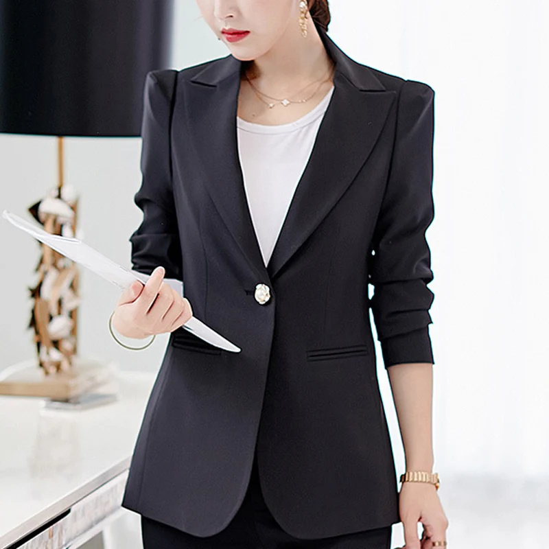 Spring Autumn Long Sleeve Blazer Women Fashion Solid Black Office Ladies Blazer For Women Formal Women Blazers And Jackets
Spring Autumn Long Sleeve Blazer Women Fashion Solid Black Office Ladies Blazer For Women Formal Women Blazers And Jackets