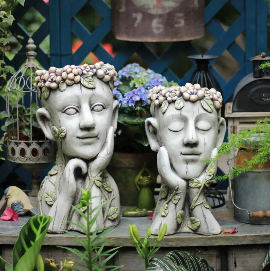 Outdoor Cement Meditation Head Flower Pot Portrait Statue Ornament Flower Garden Figurines Crafts Courtyard Sculpture Decoration
Outdoor Cement Meditation Head Flower Pot Portrait Statue Ornament Flower Garden Figurines Crafts Courtyard Sculpture Decoration