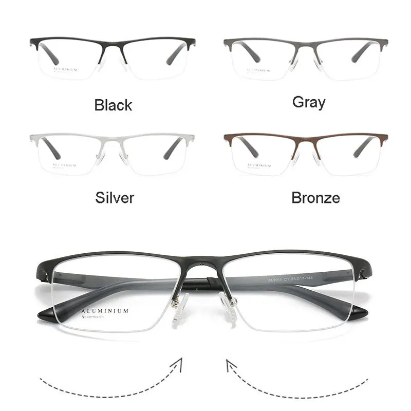 Aluminum Magnesium Glasses Frame Half Rim Eye Glasses Men Business Style Optical Spectacles with Spring Hinges New Arrival
Aluminum Magnesium Glasses Frame Half Rim Eye Glasses Men Business Style Optical Spectacles with Spring Hinges New Arrival