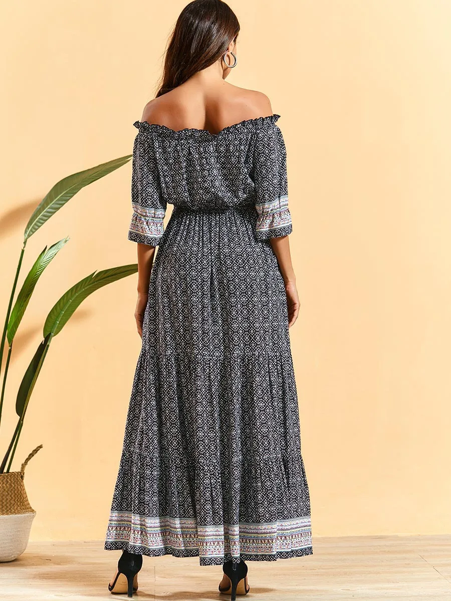 Sexy Off-Shoulder Short Sleeve Women Summer Dress Printed Ruffles Floral Long Bohemian Dresses Plus Size Holiday Vestidos Mujer
Sexy Off-Shoulder Short Sleeve Women Summer Dress Printed Ruffles Floral Long Bohemian Dresses Plus Size Holiday Vestidos Mujer