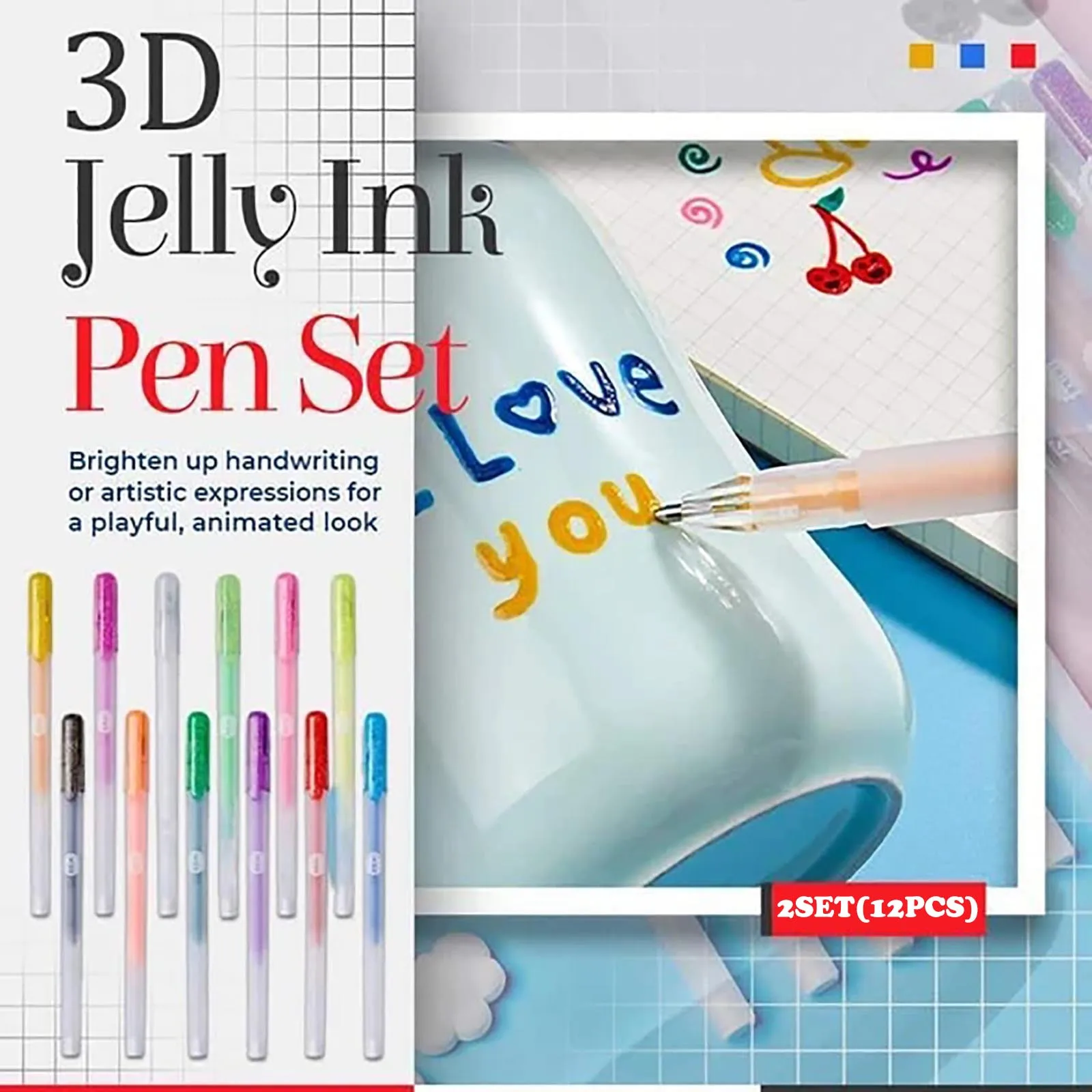 3D Glossy Jelly Ink Pen 12 Color For School Glossy Ink Gel Pens 0.6mm 12PC 5ml Student DIY painting markers 6
3D Glossy Jelly Ink Pen 12 Color For School Glossy Ink Gel Pens 0.6mm 12PC 5ml Student DIY painting markers 6