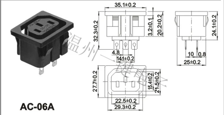 10 PCS AC-006 AC-204 SS-130 AC power socket switch with ears
10 PCS AC-006 AC-204 SS-130 AC power socket switch with ears
