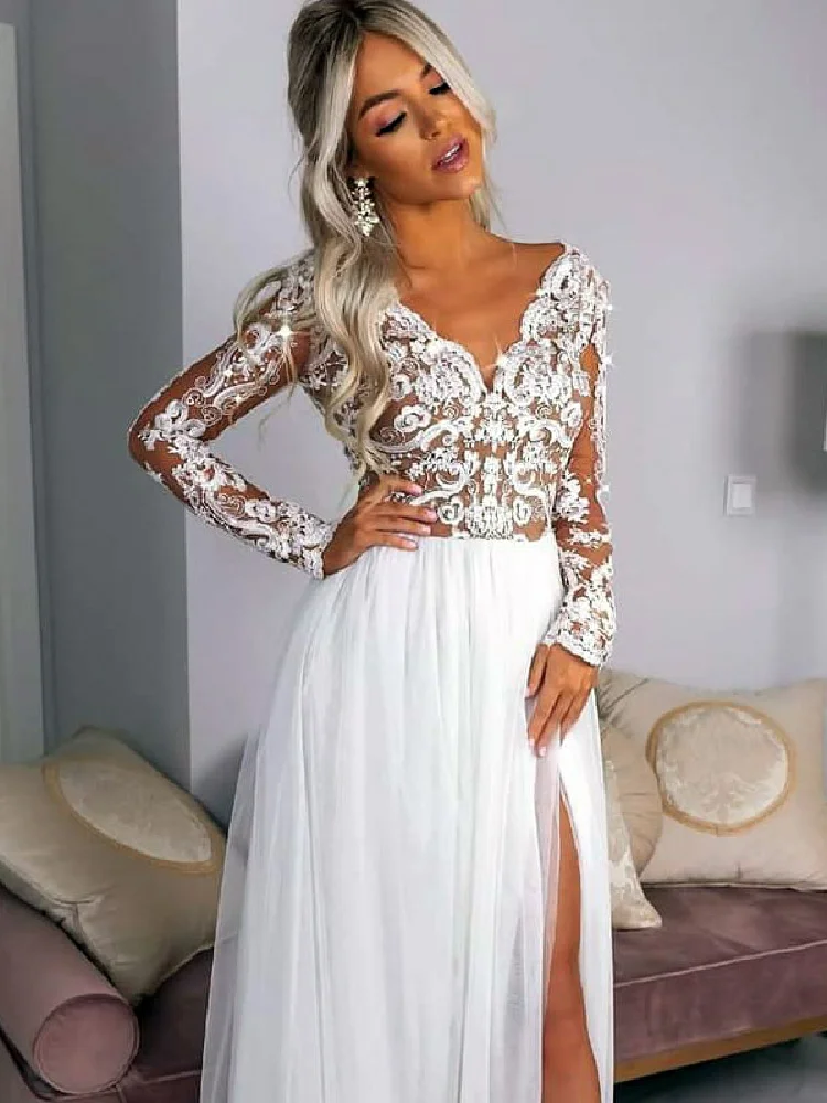 2021 White Woman Dress Undefined Bridesmaid Dress Sexy Party Wedding Hollow Out V-Neck Autumn Office Lady Full Lace
2021 White Woman Dress Undefined Bridesmaid Dress Sexy Party Wedding Hollow Out V-Neck Autumn Office Lady Full Lace