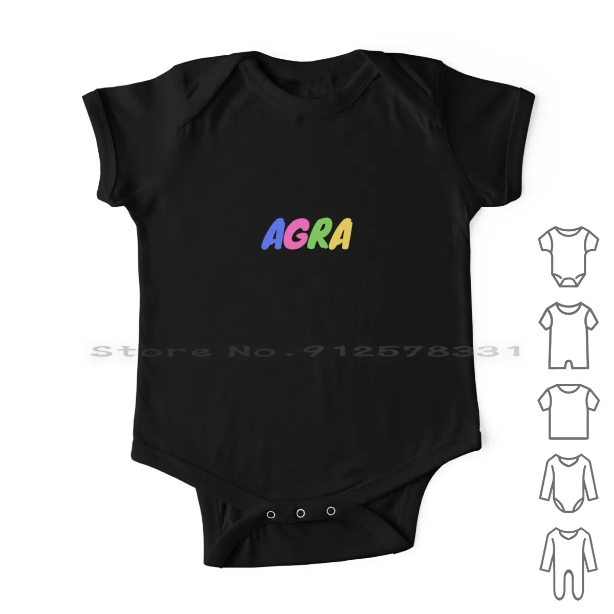 

Agra Newborn Baby Clothes Rompers Cotton Jumpsuits Agra Colorful Text Rainbow Colors Popular Cities Indian Capital City Text