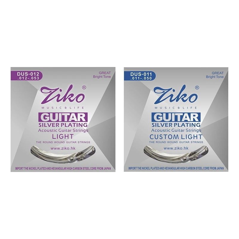 2set Ziko Dus Series Acoustic Guitar Strings Hexagon Carbon Steel Core Silver Plating Wound Dus-011 & Dus-012
2set Ziko Dus Series Acoustic Guitar Strings Hexagon Carbon Steel Core Silver Plating Wound Dus-011 & Dus-012