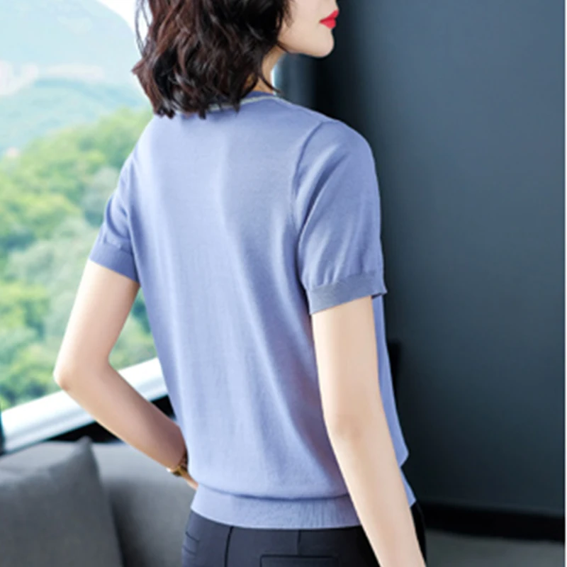 2020 Summer Kintted T-shirt V Neck Black Tee Shirt Short Sleeve Lady Casual Korean Style T Shirt Women Femme Camisetas Mujer
2020 Summer Kintted T-shirt V Neck Black Tee Shirt Short Sleeve Lady Casual Korean Style T Shirt Women Femme Camisetas Mujer