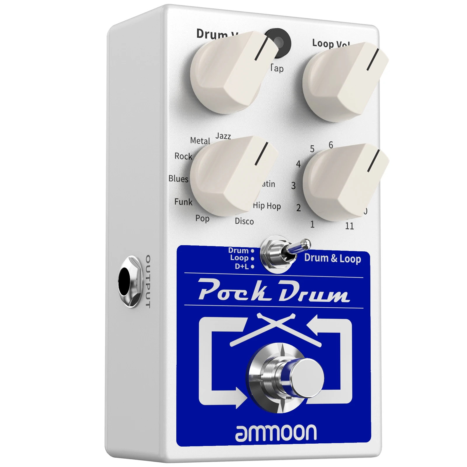 

ammoon PockDrum Drum & Loop Guitar Effect Pedal 3 Modes 11 Drum Styles 11 Rhythm Types Built-in Looper Max. 20min Recording