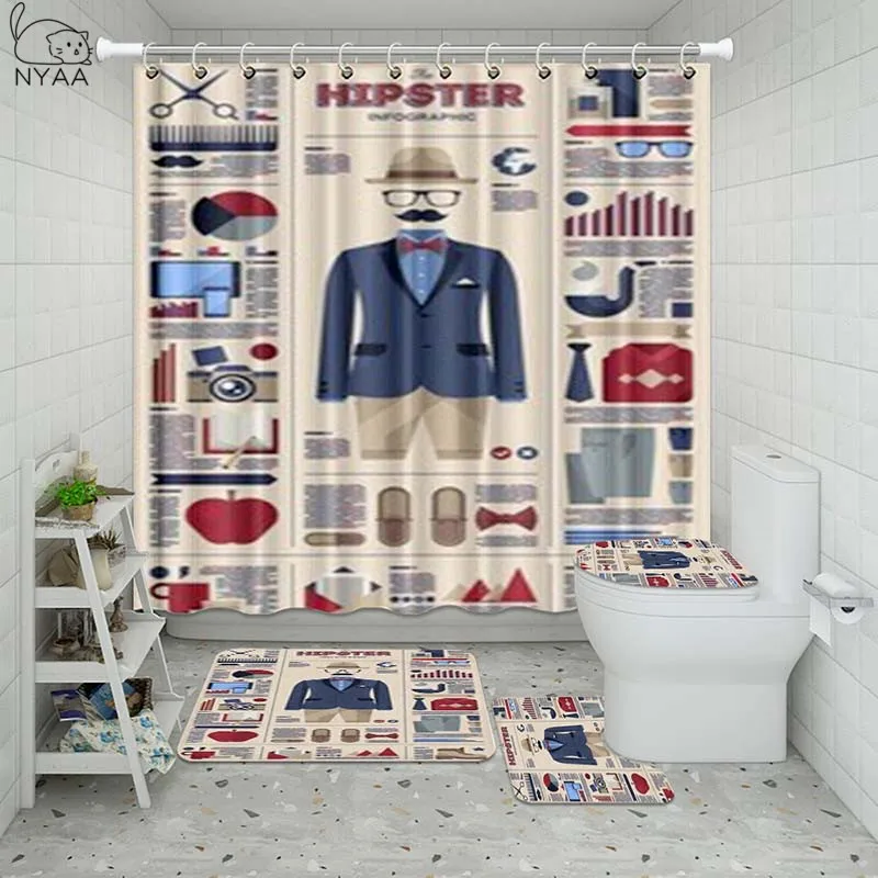 Vixm Парикмахерская тема ванная комната водонепроницаемый Душ занавес набор