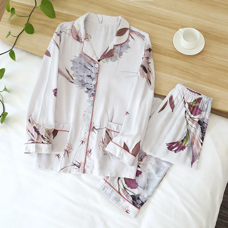 natural Women's Pajamas set Long-sleeved Trouserslarge Floral Cotton Silk large Size Thin Cardiganhome Serviceshirt Set
natural Women's Pajamas set Long-sleeved Trouserslarge Floral Cotton Silk large Size Thin Cardiganhome Serviceshirt Set