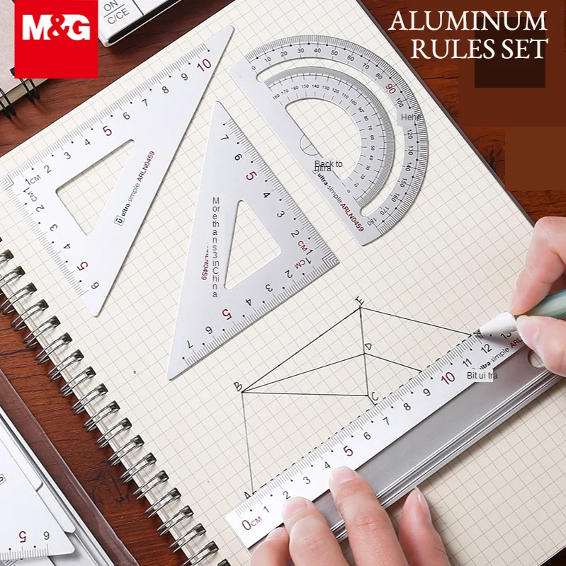 4Pcs/set M&G Aluminum Metal Ruler Set Maths Drawing compass stationery Rulers pencil for student stationery Black/Sliver
4Pcs/set M&G Aluminum Metal Ruler Set Maths Drawing compass stationery Rulers pencil for student stationery Black/Sliver