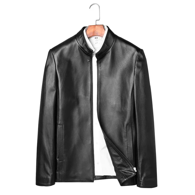 Bomber Business Casual Leather Jacket Coat Men Sheepskin Real Leather Jacket 
Bomber Business Casual Leather Jacket Coat Men Sheepskin Real Leather Jacket