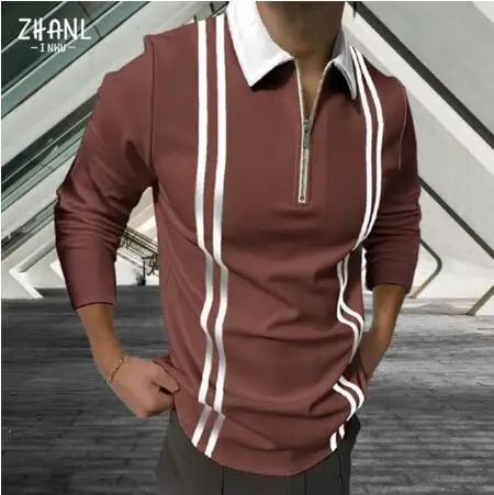 Hot Sale Autumn High Quality Men Polo Shirts Striped Print Casual Long Sleeve Mens Shirts Turn-Down Collar Zipper Polo Shirt Men
Hot Sale Autumn High Quality Men Polo Shirts Striped Print Casual Long Sleeve Mens Shirts Turn-Down Collar Zipper Polo Shirt Men