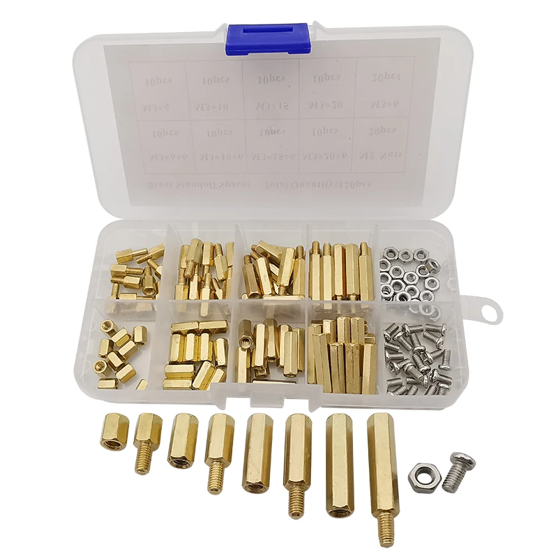 

120Pcs M3 Brass Standoff Spacer Connector Kit M3x6/10/15/20mm Screw Nut Male Female PCB Board Hex Column Standoff Support Pillar