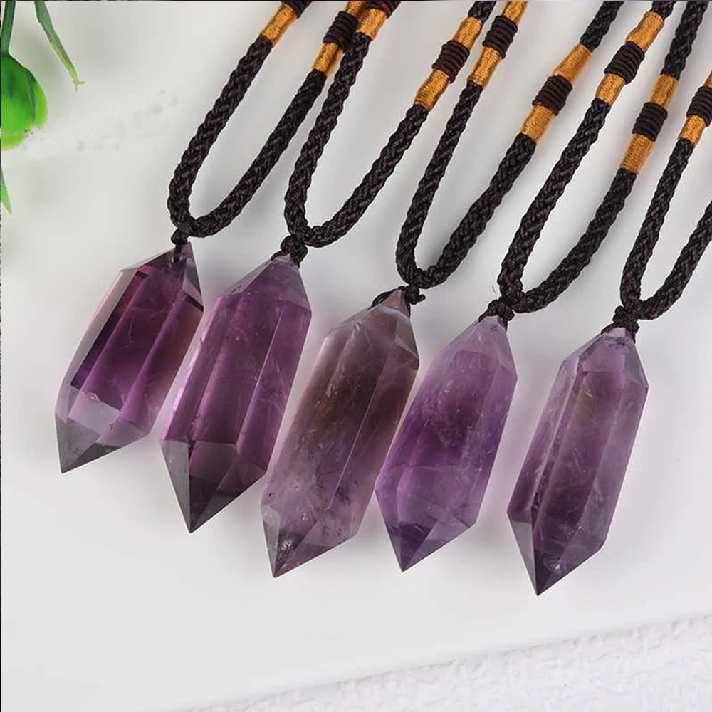 Natural Brazil Amethyst Quartz Chakra Crystal Healing Double Point Cut Gemstone Pendant Reiki Necklace
Natural Brazil Amethyst Quartz Chakra Crystal Healing Double Point Cut Gemstone Pendant Reiki Necklace