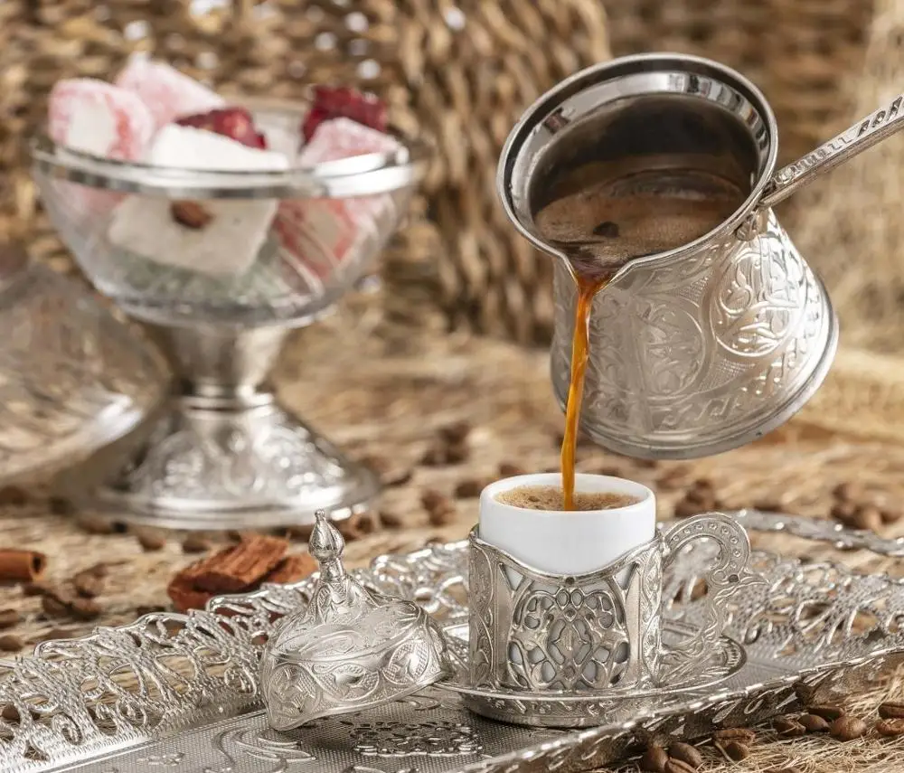 Turkish Pattern Copper Casting Coffee Pot Coffee Maker Handmade Set of 4 Traditional Design Decorative Gift Accessories Ottoman
Turkish Pattern Copper Casting Coffee Pot Coffee Maker Handmade Set of 4 Traditional Design Decorative Gift Accessories Ottoman