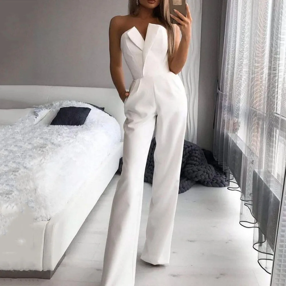 Long Rompers Women Jumpsuit Elegant Strapless Summer Sleeveless Wide Leg Club Party Outfits Lady Plus Size 3XL White Overalls
Long Rompers Women Jumpsuit Elegant Strapless Summer Sleeveless Wide Leg Club Party Outfits Lady Plus Size 3XL White Overalls