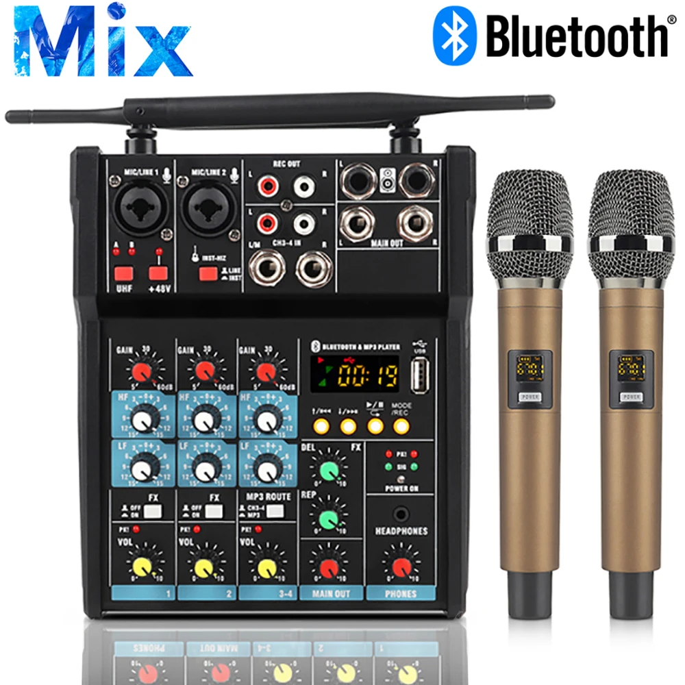 12-канальная силовая микшерная консоль с бесплатным микрофоном, Bluetooth, запись 99 DSP эффектов, 2x160 Вт, профессиональный USB-микшер
12-канальная силовая микшерная консоль с бесплатным микрофоном, Bluetooth, запись 99 DSP эффектов, 2x160 Вт, профессиональный USB-микшер