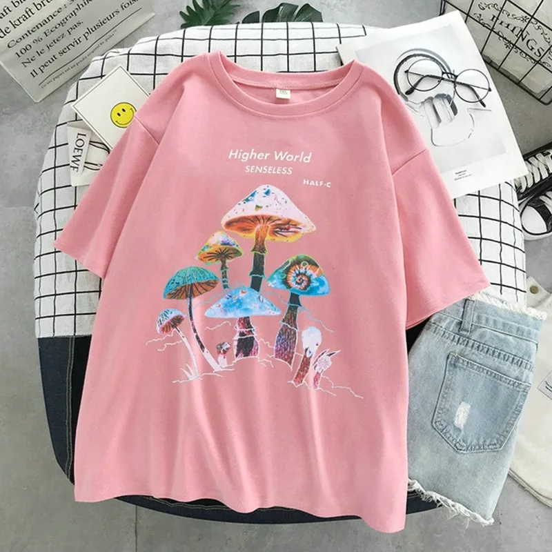 SHUJIN Harajuku Colorful Mushroom Print T-shirt Street Casual Streetwear 2021 Fashion Pullover T-shirt Female Womens Tops
SHUJIN Harajuku Colorful Mushroom Print T-shirt Street Casual Streetwear 2021 Fashion Pullover T-shirt Female Womens Tops