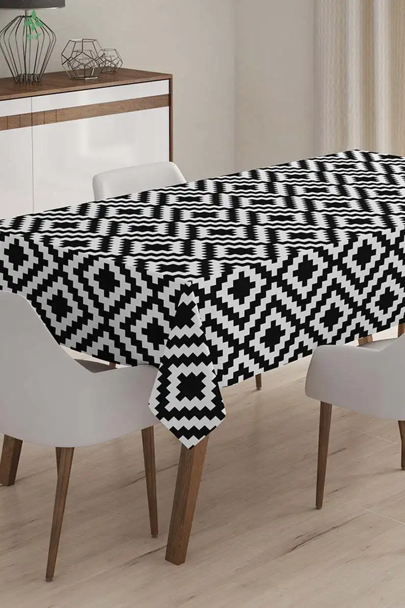 Black And White Tablecloth Geometrically Decorated Indoor And Outdoor Kitchen Living Room
Black And White Tablecloth Geometrically Decorated Indoor And Outdoor Kitchen Living Room