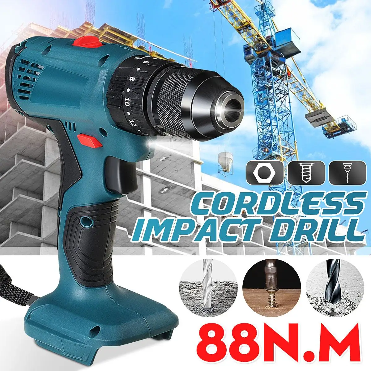 3 in 1 Electric Cordless Impact Drill 13mm Rechargable Electric Hammer Screwdriver Power Tools For Makita 18V Battery
3 in 1 Electric Cordless Impact Drill 13mm Rechargable Electric Hammer Screwdriver Power Tools For Makita 18V Battery