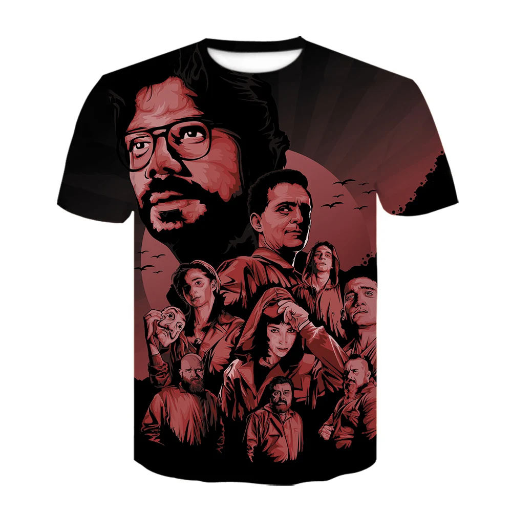 Movie Paper House T-shirt Men's Funny Berlin 3D Printing T-shirt Men's Summer Top T-shirt