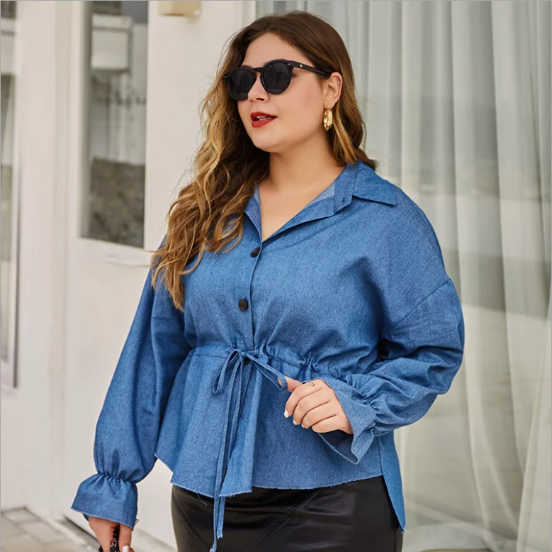 Plus Size Women Solid Lace-up Shirts Casual Lady's Turn-down Collar Single-breasted Drawstring Loose Blouse 2020 Autumn Hottest
Plus Size Women Solid Lace-up Shirts Casual Lady's Turn-down Collar Single-breasted Drawstring Loose Blouse 2020 Autumn Hottest