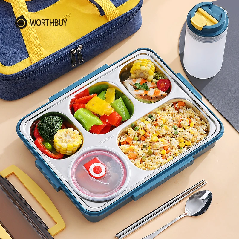 WORTHBUY 1500ml Bento Box 5 Grid Japanese Lunch Box For Kids 18/8 Stainless Steel Tableware Kitchen Food Storage Container
WORTHBUY 1500ml Bento Box 5 Grid Japanese Lunch Box For Kids 18/8 Stainless Steel Tableware Kitchen Food Storage Container
