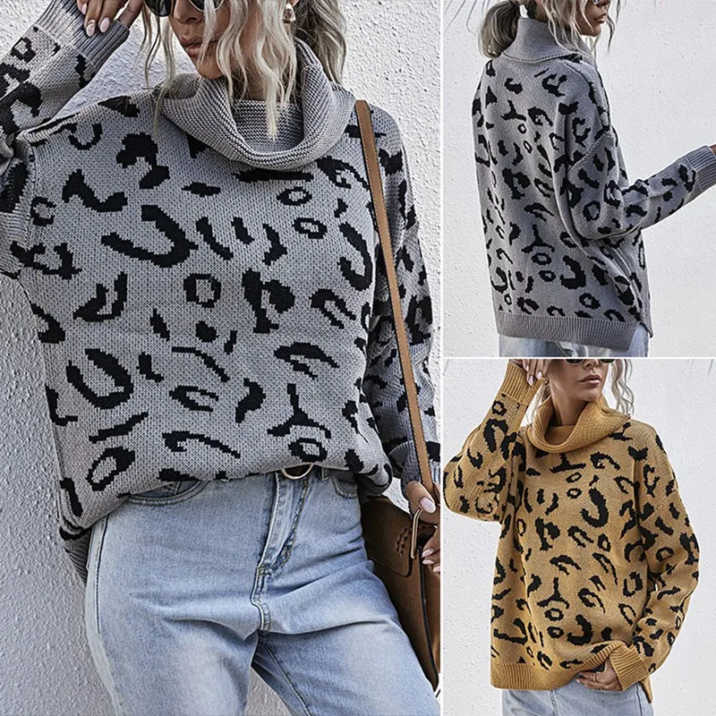 Women's Fashion Casual Split Knit Sweater Leopard Print 2-Lapel Pullover Sweater
Women's Fashion Casual Split Knit Sweater Leopard Print 2-Lapel Pullover Sweater