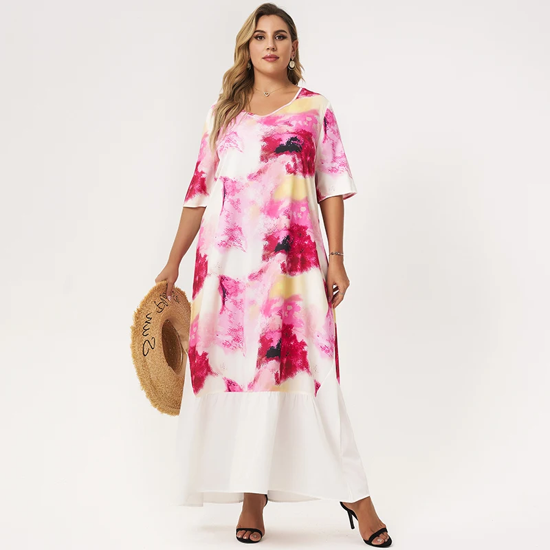 2022 New Summer Dress Women Pink Loose Tie Dye Art Graffiti Patchwork Holiday Casual Half Sleeves Maxi Robes 3XL 4XL
2022 New Summer Dress Women Pink Loose Tie Dye Art Graffiti Patchwork Holiday Casual Half Sleeves Maxi Robes 3XL 4XL