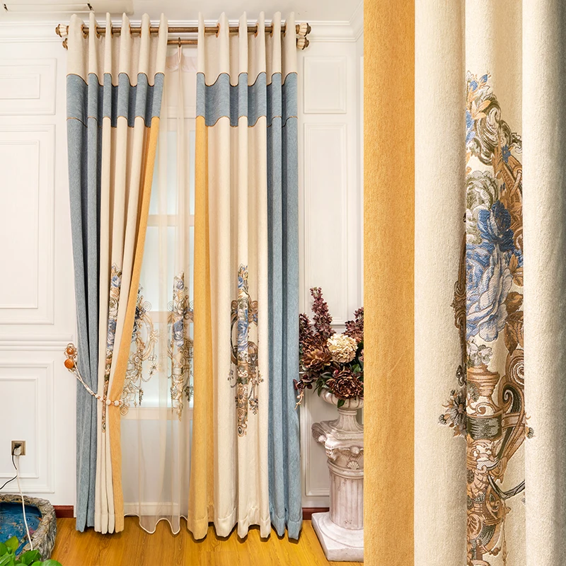 European luxury seamless stitching blackout curtains for living room and bedroom windows with high quality guaranteed curtains
European luxury seamless stitching blackout curtains for living room and bedroom windows with high quality guaranteed curtains